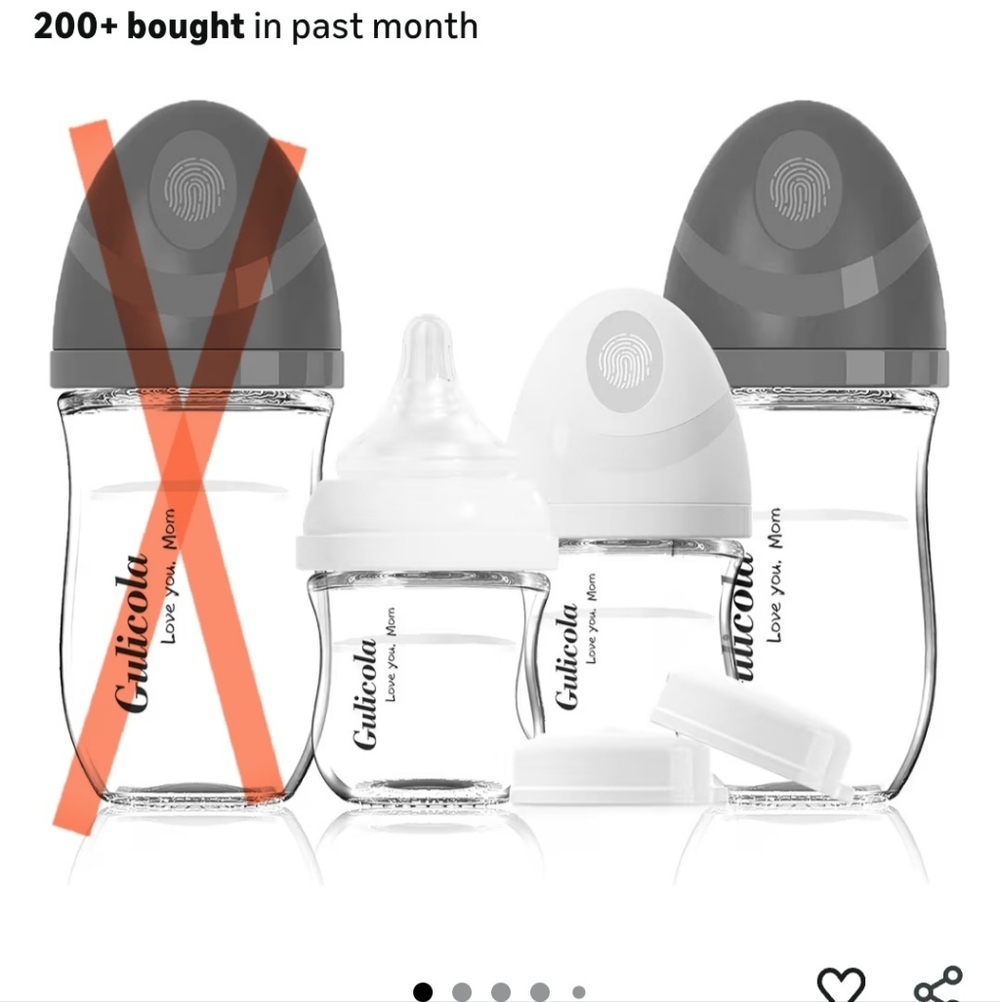 Gulicola Baby Bottle Set - Gray and White 3 Bottles